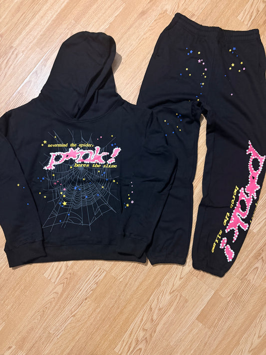 Spider Black & Pink Og Web Tracksuit