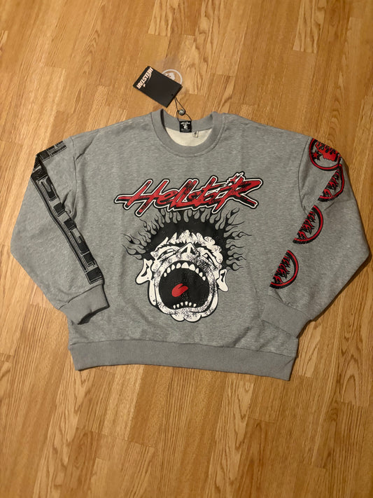Hellstar Studios Records Grey Heather Crewneck Jumper
